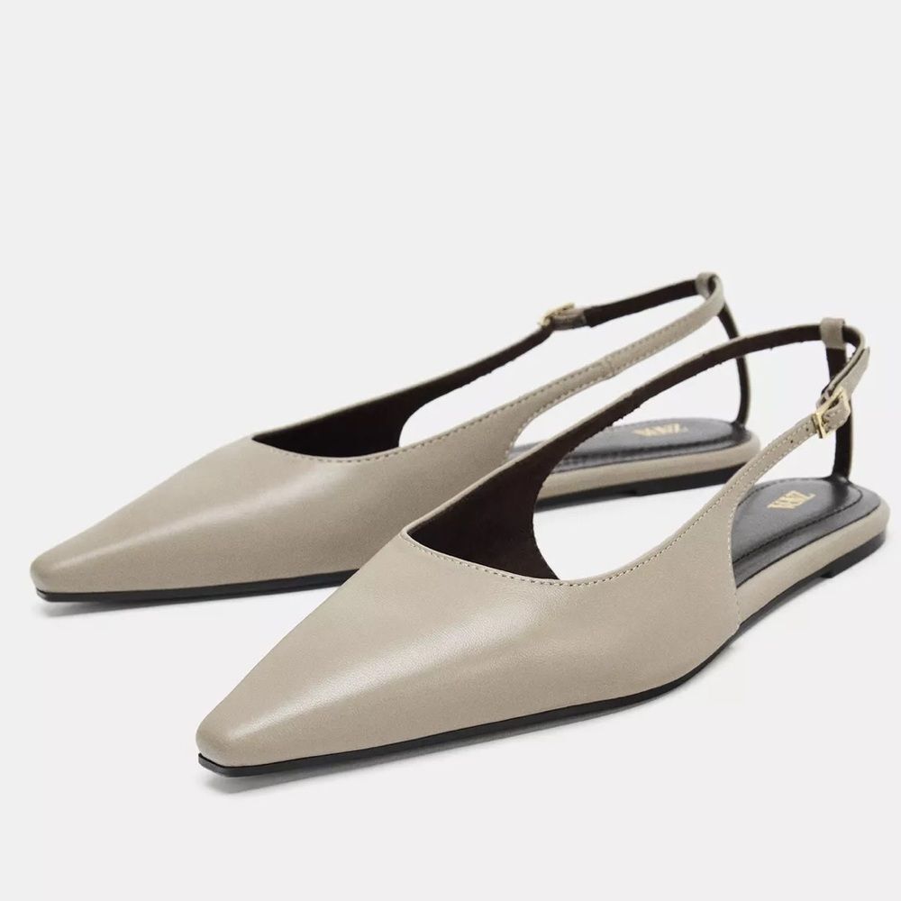 ZARA LEATHER SLINGBACK SHOES